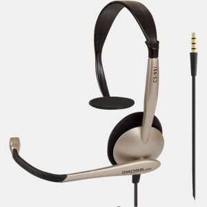 KOSS CS95i Auricular com Fio e Microfone com Cancelador de Ruído, Auscultadores Mono para Videoconferência, Dorado