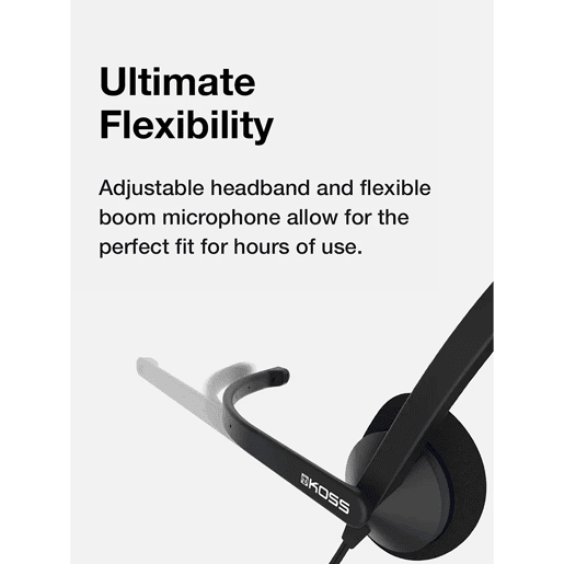 KOSS CS200i Auricular com Fio e Microfone com Cancelador de Ruído, Auscultadores para Videoconferência, , Preto