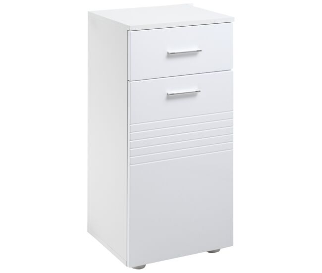 Kleankin armario auxiliar de baño mueble de baño de suelo con puerta cajón y estante ajustable para salón dormitorio aseo 35x30x77,5 cm blanco