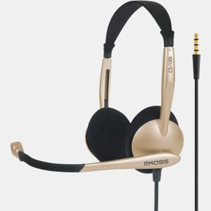 KOSS CS100i Auricular com Fio e Microfone com Cancelador de Ruído, Auscultadores para Videoconferência, Dorado