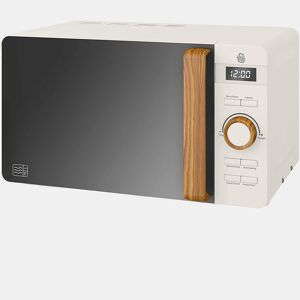 SWAN SM22036WHTNEU Micro-ondas 20L,6 níveis de Funcionamento, Temporizador 30 min, Modo Degelo, design moderno, Cabo de Efeito Madeira, 800, Branco
