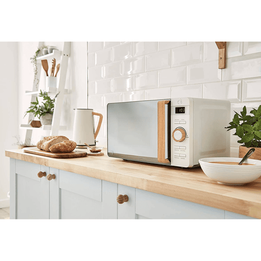 SWAN SM22036WHTNEU Micro-ondas 20L,6 níveis de Funcionamento, Temporizador 30 min, Modo Degelo, design moderno, Cabo de Efeito Madeira, 800, Branco