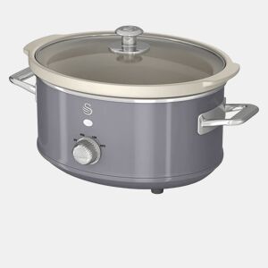 SWAN SF17021GRNEU Retro Slow Cooker 3,5L, Panela de Cerâmica Antiaderente sem PFOA e PTFE, 200, Cinza