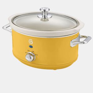 SWAN SF17021YELNEU Retro Slow Cooker 3,5L, Panela de Cerâmica Antiaderente sem PFOA e PTFE, 200, Amarelo