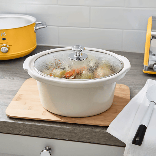 SWAN SF17021YELNEU Retro Slow Cooker 3,5L, Panela de Cerâmica Antiaderente sem PFOA e PTFE, 200, Amarelo