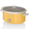 SWAN SF17031YELNEU Retro Slow Cooker 6,5L, Panela de Cerâmica Antiaderente sem PFOA e PTFE, 320, Amarelo