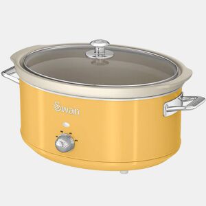 SWAN SF17031YELNEU Retro Slow Cooker 6,5L, Panela de Cerâmica Antiaderente sem PFOA e PTFE, 320, Amarelo