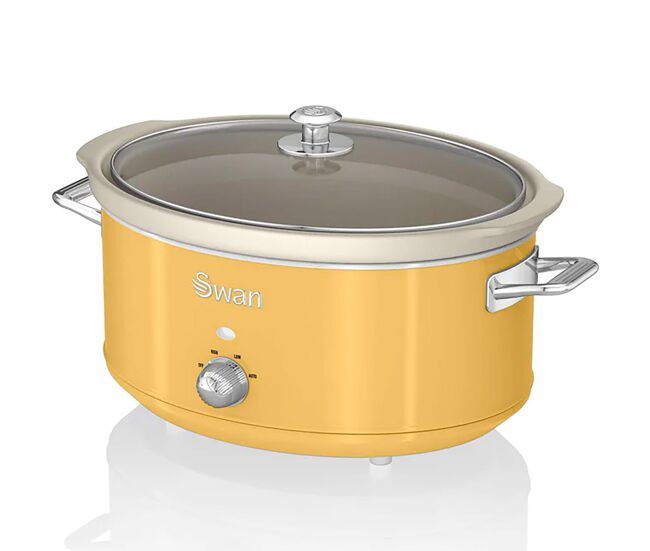 Swan sf17031yelneu retro olla cocción lenta, 6,5l, recipiente extraíble antiadherente cerámica libre pfoa, vintage, 320, amarillo