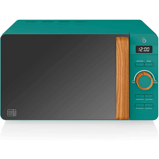 SWAN SM22036GRENEU Micro-ondas 20L,6 níveis de Funcionamento, Temporizador 30 min, Modo Degelo, design moderno, Cabo de Efeito Madeira, 800, Verde