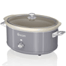 SWAN SF17031GRNEU Retro Slow Cooker 6,5L, Panela de Cerâmica Antiaderente sem PFOA e PTFE, 320, Cinza
