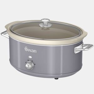 SWAN SF17031GRNEU Retro Slow Cooker 6,5L, Panela de Cerâmica Antiaderente sem PFOA e PTFE, 320, Cinza