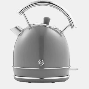 SWAN SK14630GRNEU Retro Chaleira Eléctrica 1,8 L, Jarro Elétrico, Aço Inoxidável sem BPA, Vintage, Sem Fios, 3000, Cinza