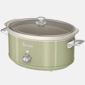 SWAN SF17031GNEU Retro Slow Cooker 6,5L, Panela de Cerâmica Antiaderente sem PFOA e PTFE, 320, Verde