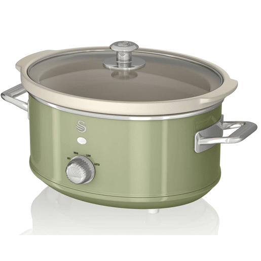 SWAN SF17021GNEU Retro Slow Cooker 3,5L, Panela de Cerâmica Antiaderente sem PFOA e PTFE, 200, Verde