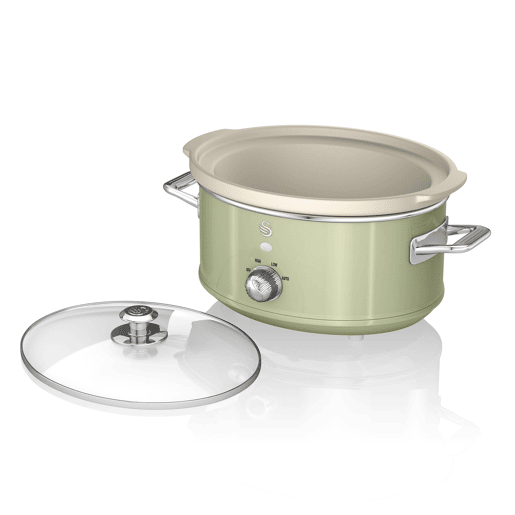 SWAN SF17021GNEU Retro Slow Cooker 3,5L, Panela de Cerâmica Antiaderente sem PFOA e PTFE, 200, Verde
