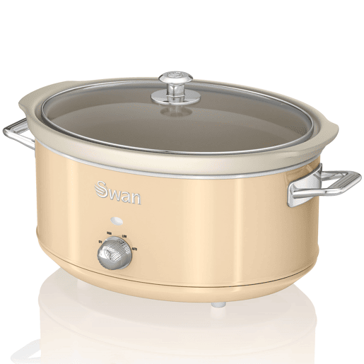 SWAN SF17031CNEU Retro Slow Cooker 6,5L, Panela de Cerâmica Antiaderente sem PFOA e PTFE, 320, Creme