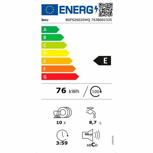 Lava-louça BEKO BDFS26020WQ 45 cm