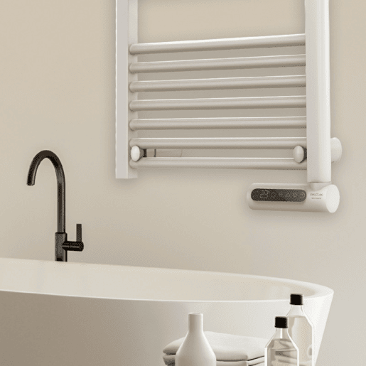 Cecotec Toalheiro elétrico com 750 W, ecrã LED, controlo tátil, programador semanal, 3 modos, temperatura selecionável e máxima segurança com IP24. Cecotec Toalheiro elétrico com 750 W, ecrã LED, controlo tátil, programador semanal, 3 modos, temperatura selecionável e máxima segurança com IP24.