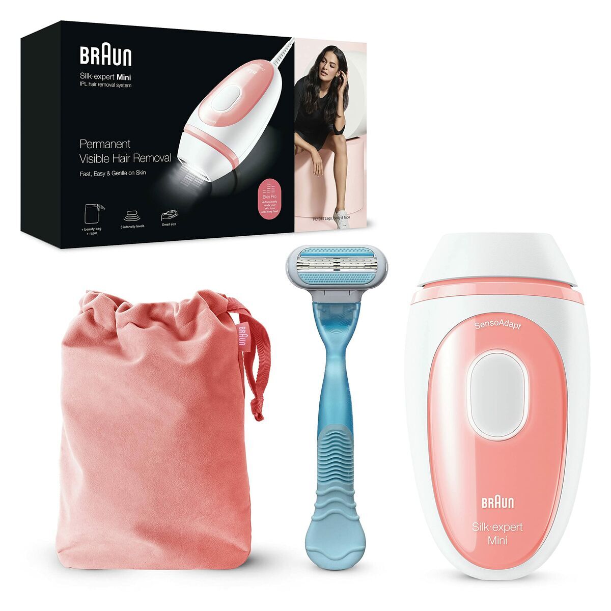 Depiladora eléctrica de luz pulsada braun silk-expert mini