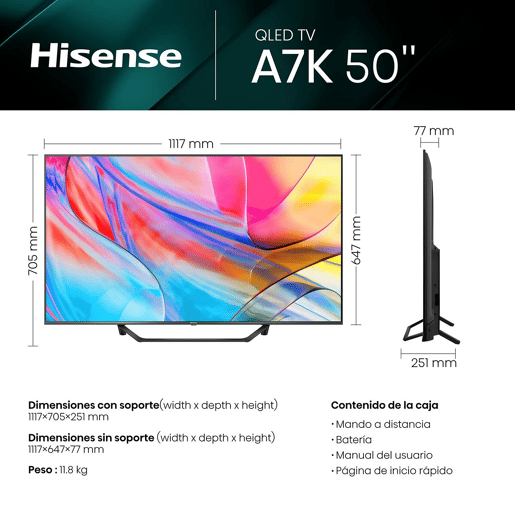 Smart TV Hisense 50A7KQ 50 4K Ultra HD QLED