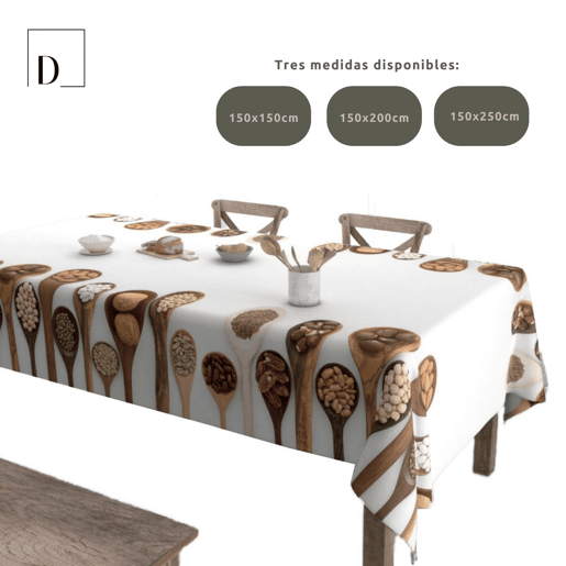 Toalha de mesa antimanchas NUTS 150x200cm