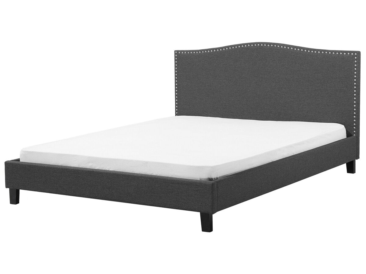 Beliani Cama Poliéster MONTPELLIER 189x213 Gris Oscuro