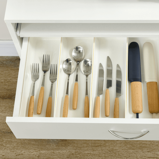 HOMCOM Armário de Cozinha Móvel Auxiliar de Cozinha com 4 Portas Bandeja Amovível Prateleira Ajustável Gaveta e Bancada para Micro-Ondas 70x40x180 cm Branco