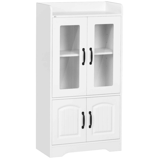 HOMCOM Vitrine Sala de Estar Estante para Livros com Portas de Vidro Prateleira Ajustável e Dobradiças de Fechamento Suave para Estúdio Escritório Dormitório 60x60x116 cm Branco