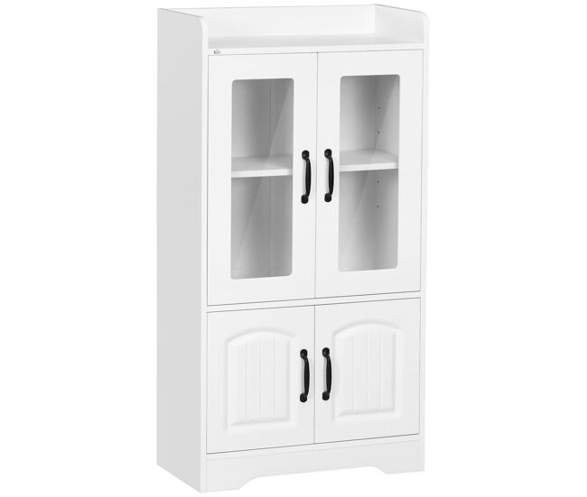 Homcom vitrina de salón estantería librería con puertas de vidrio estante ajustable y bisagras de cierre suave para estudio oficina dormitorio 60x30x116 cm blanco