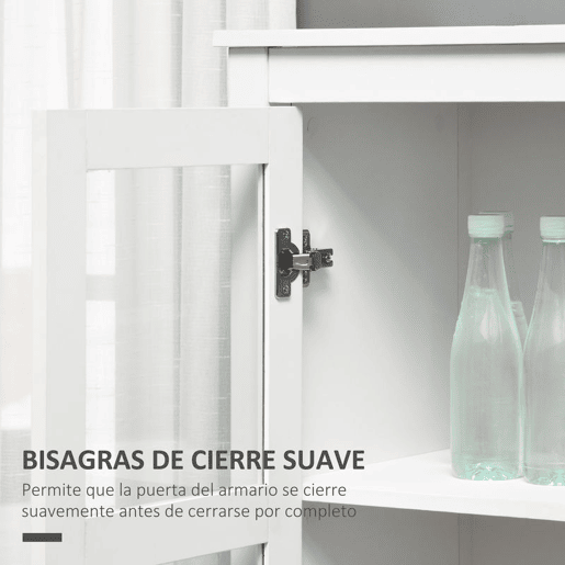 HOMCOM Vitrine de Sala de Estar Estante Escritório com 2 Portas de Vidro Temperado 3 Prateleiras 2 Gavetas e Dobradiças com Fechamento Suave para Sala de Jantar Escritório 80x40x160 cm Branco