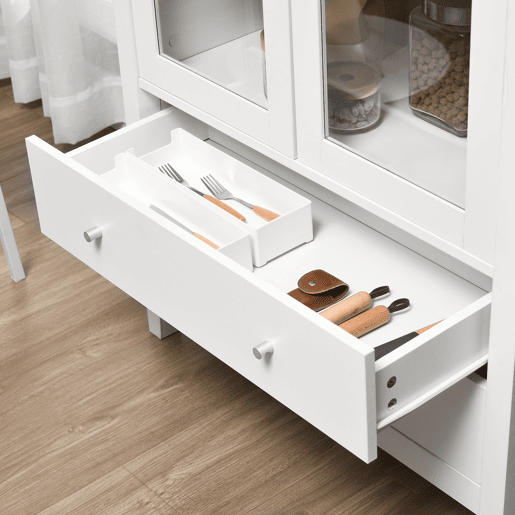 HOMCOM Vitrine de Sala de Estar Estante Escritório com 2 Portas de Vidro Temperado 3 Prateleiras 2 Gavetas e Dobradiças com Fechamento Suave para Sala de Jantar Escritório 80x40x160 cm Branco