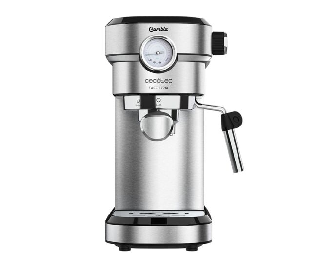 Cecotec cafetera para espressos y cappuccino cafelizzia 790 steel pro. 1350w, manometro, sistema thermoblock, 20 bares