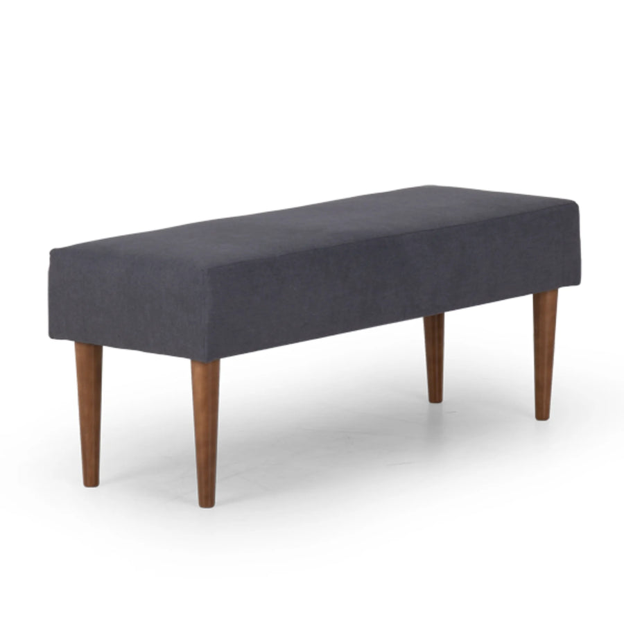 Budwing banco paloma antracita 110cm tapizado en tela suave, con pies de madera, sillón dormitorio