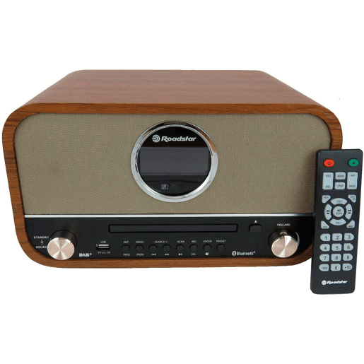 Roadstar HRA1782NDBT Aparelhagem de som Vintage Rádio DAB+FM, Leitor de CD-MP3, Bluetooth, USB, Controle Remoto, , Madeira