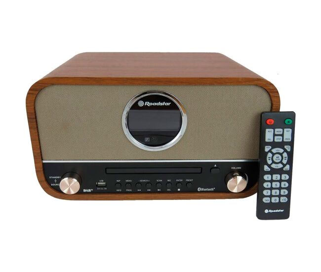Roadstar hra1782ndbt microcadena vintage radio dab/dab+/fm, reproductor cd-mp3, bluetooth, usb, mando a distancia, , madera