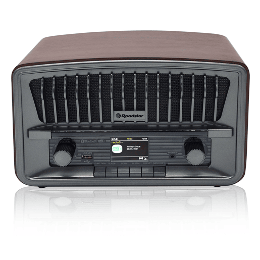 Roadstar HRA-270D+BT Rádio Digital Portátil Vintage DAB+FM Bluetooth USB, Estéreo, AUX-IN, Relógio de Alarme Duplo, , Madeira