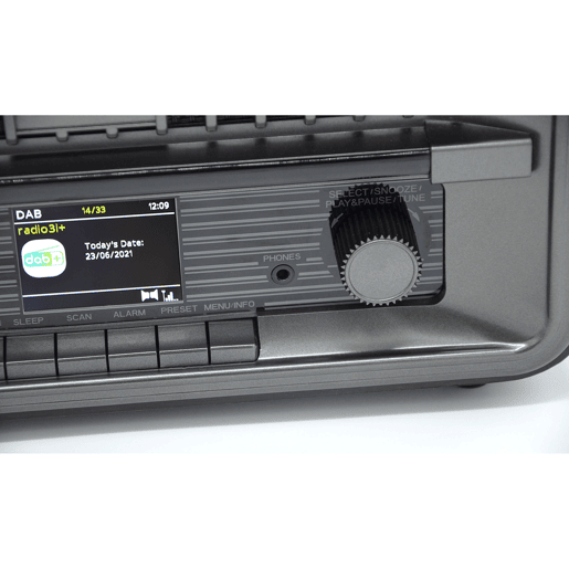 Roadstar HRA-270D+BT Rádio Digital Portátil Vintage DAB+FM Bluetooth USB, Estéreo, AUX-IN, Relógio de Alarme Duplo, , Madeira