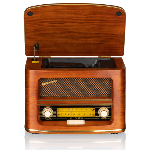 Roadstar HRA-1500CD-MP3UEMP Rádio CD Portátil VintageFM MW, Leitor de CD-MP3, USB, Controlo Remoto, , Madeira