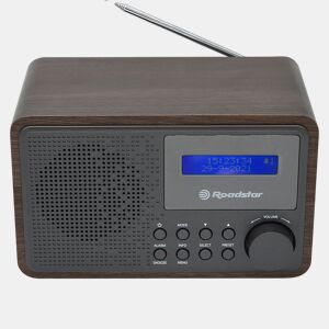 Roadstar HRA-700D+WD Rádio Portátil Vintage Digital DAB DAB+ FM, Alimentação por Rede Bateria Despertador Duplo, , Madeira