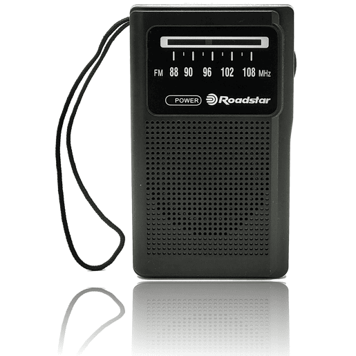 Roadstar TRA-1230BK Rádio Portátil Analógico FM, Funciona a Pilhas, Tomada para Auscultadores, Transistor Pequeno e Leve, , Preto