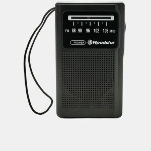 Roadstar TRA-1230BK Rádio Portátil Analógico FM, Funciona a Pilhas, Tomada para Auscultadores, Transistor Pequeno e Leve, , Preto