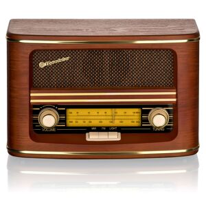 Roadstar HRA-1500N Rádio Vintage FM MW Analógico, Altifalante 9.6W Incorporado, Alimentação por Rede ou a Bateria, , Madeira