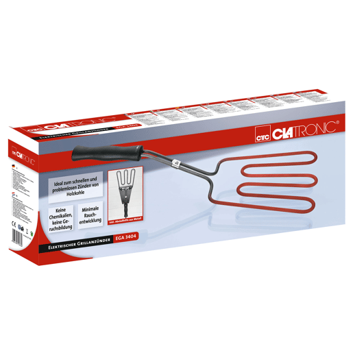 Clatronic EGA 3404 Aquecedor de Brasas Elétrico para Barbecue Emissão Mínima de Fumo, Preparado para Carvão Vegetal, 800, Prata