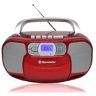 Roadstar RCR-4635UMPRD Rádio CD Player Portátil PLL FM, Leitor de CD-MP3, Cassete, USB, AUX-IN, Saída de Auscultadores, , Vermelho