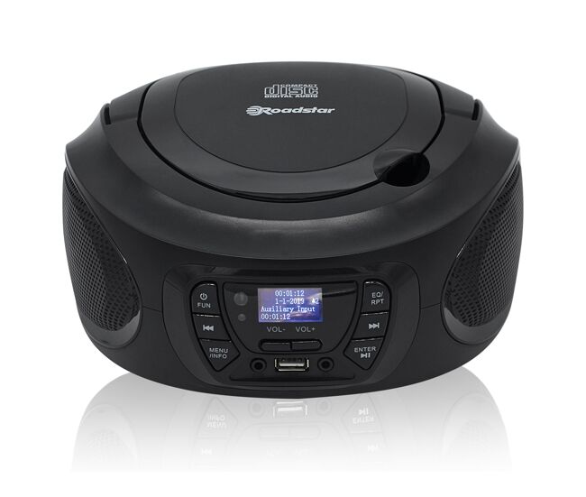 Roadstar cdr-375d+/bk radio portátil dab dab+ fm, reproductor cd-mp3, usb, aux-in, mando a distancia, reloj alarma, , negro