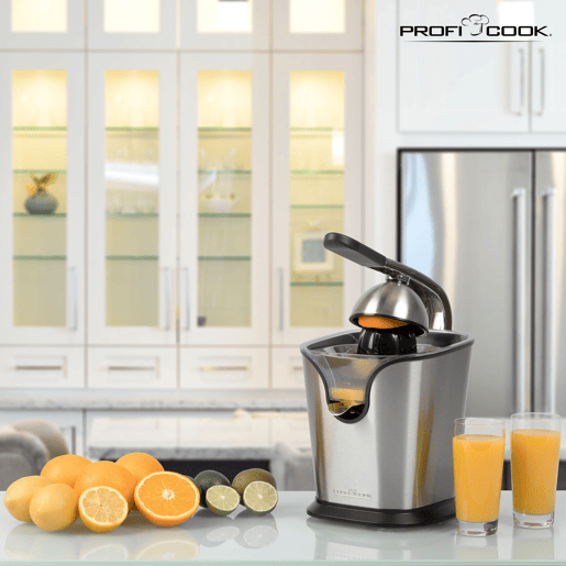 Proficook ZP 1154 Espremedor com Alavanca Elétrico de Citrinos Inox, 2 Cones, Aço Inoxidável, Anti-Gota, 160, Cinza Proficook ZP 1154 Espremedor com Alavanca Elétrico de Citrinos Inox, 2 Cones, Aço Inoxidável, Anti-Gota, 160, Cinza