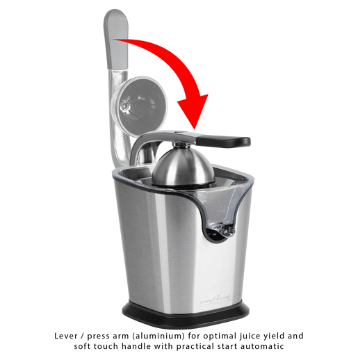 Proficook ZP 1154 Espremedor com Alavanca Elétrico de Citrinos Inox, 2 Cones, Aço Inoxidável, Anti-Gota, 160, Cinza Proficook ZP 1154 Espremedor com Alavanca Elétrico de Citrinos Inox, 2 Cones, Aço Inoxidável, Anti-Gota, 160, Cinza