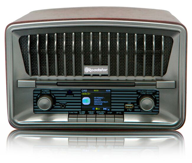 Roadstar hra-270cd-mp3cd+bt radio cd portátil vintage digital dab/dab+/fm reproductor cd-mp3 bluetooth usb, mando distancia, , madera