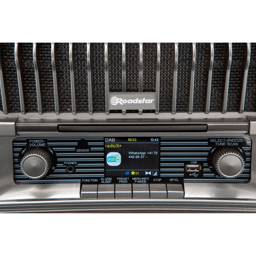 Roadstar HRA-270CD-MP3CD+BT Rádio CD Portátil Vintage Digital DAB+FM Leitor de CD-MP3, Bluetooth, USB, Controlo Remoto, , Madeira