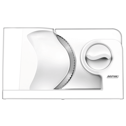MPM MKR-05 Fatiador Cortador en Fatia de Carnes e Pão, Espessura de Corte Ajustável 0 -15 mm, Roda Aço Inoxidável 170mm, 150, Branco